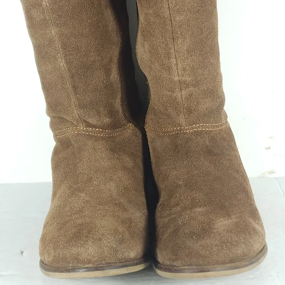 Rag & Co Women’s US 8,5? Brown Suede Side Zip Lace Over The Knee Riding Boots
